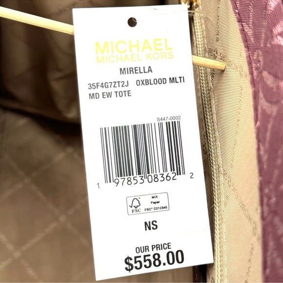 Michael Kors Medium Mirella Tote Bag Ox Blood Multi - Picture 12 of 12